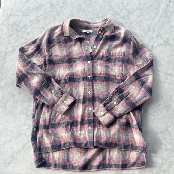 NWT Madewell Flannel Oversized Ex-Boyfriend Shirt in Lenore Plaid Sz Small - Picture 5 of 8